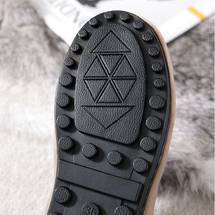 レディーススリッポン ふわふわファー素材リボン付きぺたんこ靴