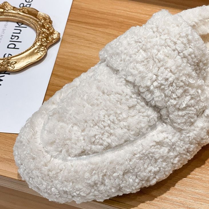 レディーススリッポン もこもこボア素材ふわふわローファー風スリッポン