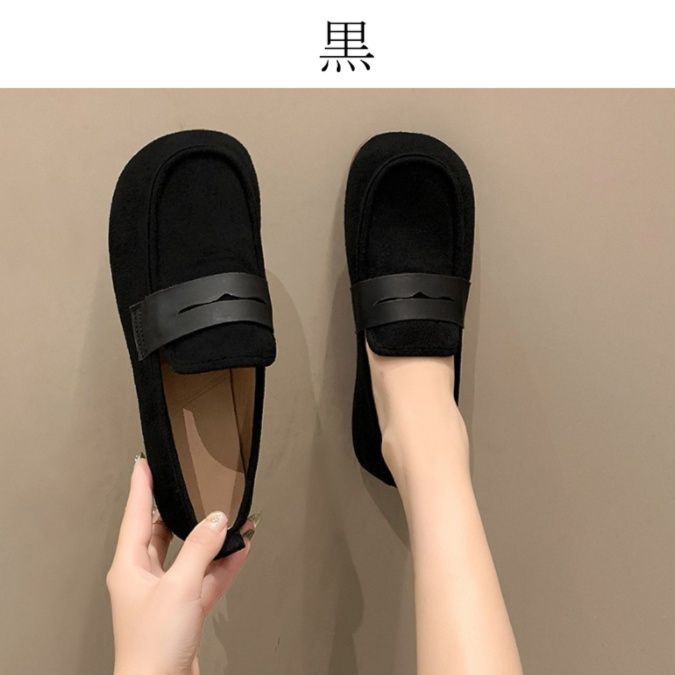 レディーススリッポン 幅広対応 もこもこ素材 ローファー風 低反発 フラットシューズ