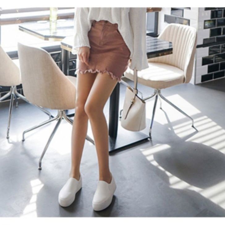 レディーススリッポン シンプルデザイン厚底レディーススリッポン