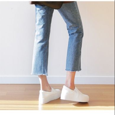 レディーススリッポン シンプルデザイン厚底レディーススリッポン