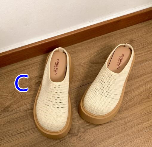 レディーススリッポン レディース厚底つっかけサンダル メッシュ編み軽量