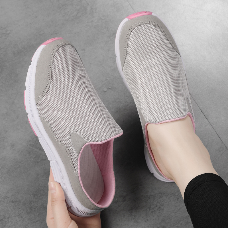 レディーススリッポン 通気性抜群メッシュ素材軽量運動靴