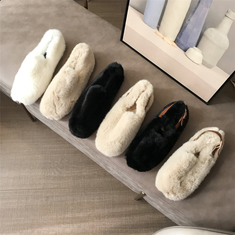 レディーススリッポン レディース裏起毛厚底ファー靴暖かい冬用綿靴