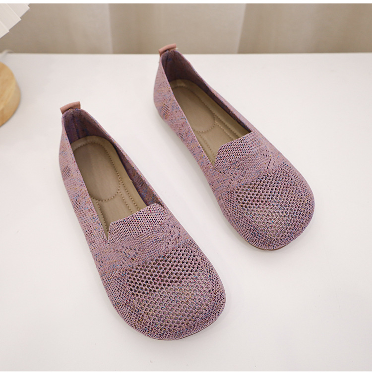 レディーススリッポン 幅広対応ソフトニット素材の楽ちんきれいめミュール靴