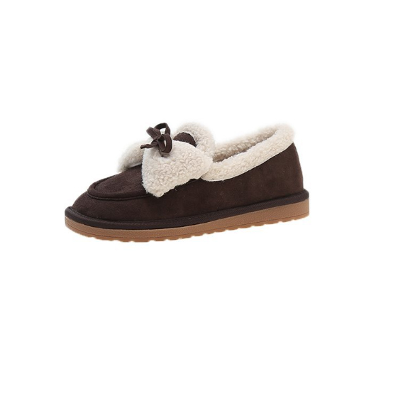 レディーススリッポン 幅広対応 ムートン調裏ボア ショートブーツ 暖かい冬靴