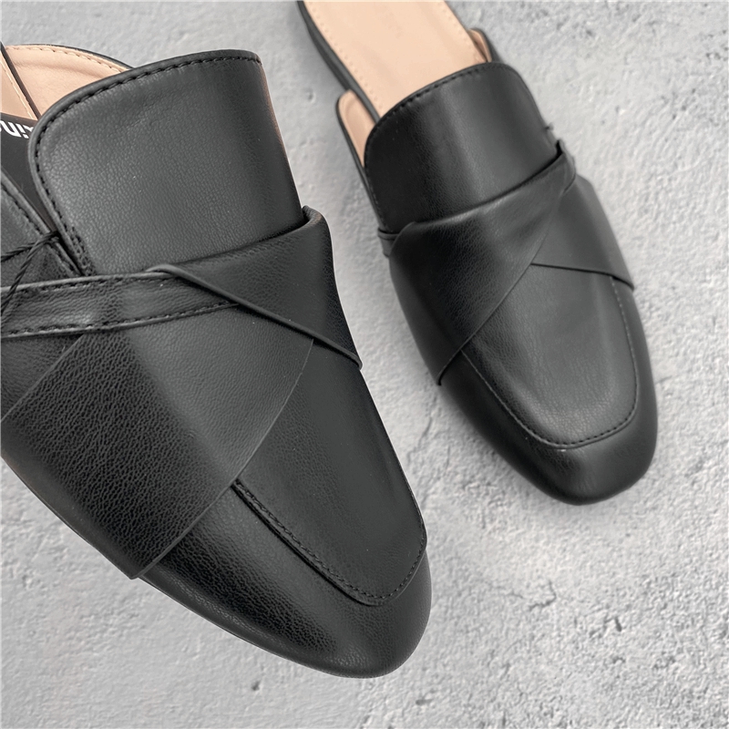 レディーススリッポン 本革クロスストラップ幅広レディーススリッポン