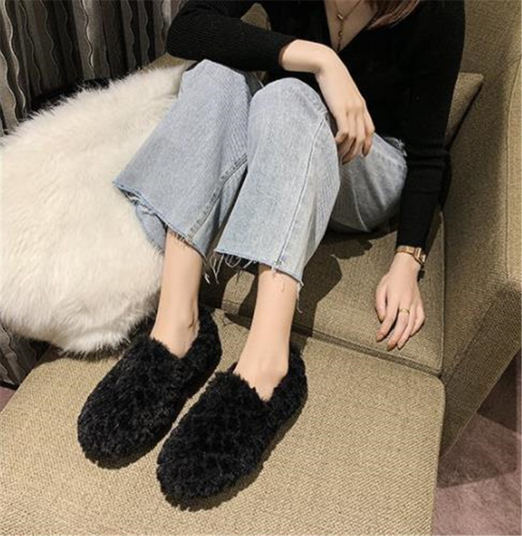 レディーススリッポン 幅広対応 ふわふわ裏起毛 厚底 もこもこスリッパ