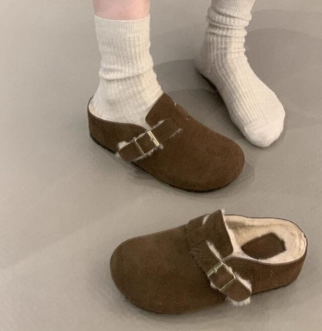 レディーススリッポン 幅広ボア裏起毛スリッポン レディース靴