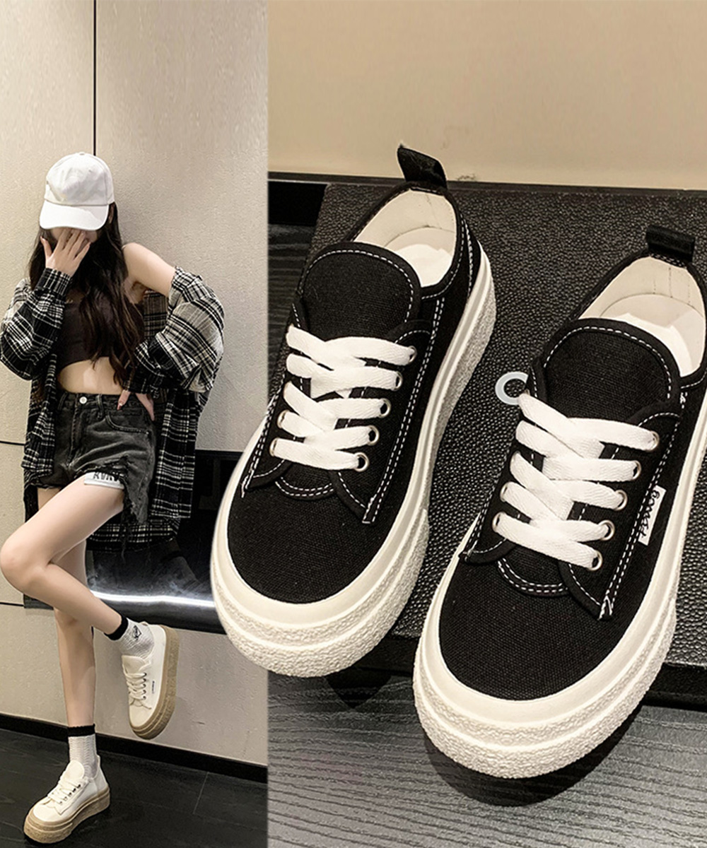 レディーススリッポン 厚底キャンバススニーカー レディース ローカット