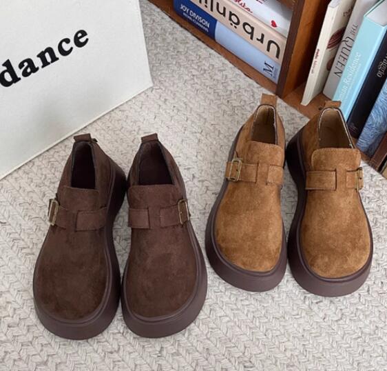 レディーススリッポン 厚底スリッポン レディース 丸トゥ ベルト付き 靴