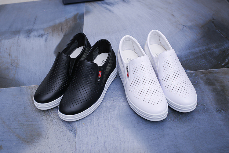 レディーススリッポン 春夏新作 厚底スニーカー 軽量通気性 美脚効果 レザー調