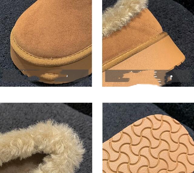 レディーススリッポン 2024新作 女性用厚底保温靴 もこもこ裏起毛 2色展開