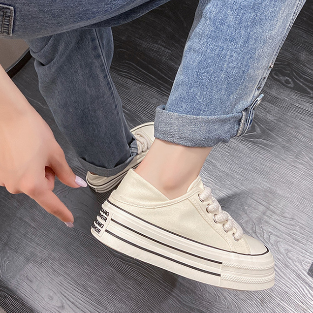 レディーススリッポン 厚底キャンバス地履きやすさ抜群レディース靴