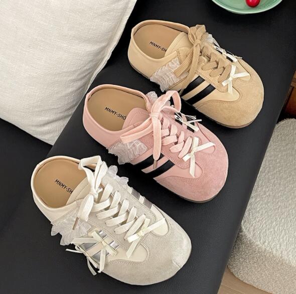 レディーススリッポン レディース厚底パンプス幅広つっかけ靴