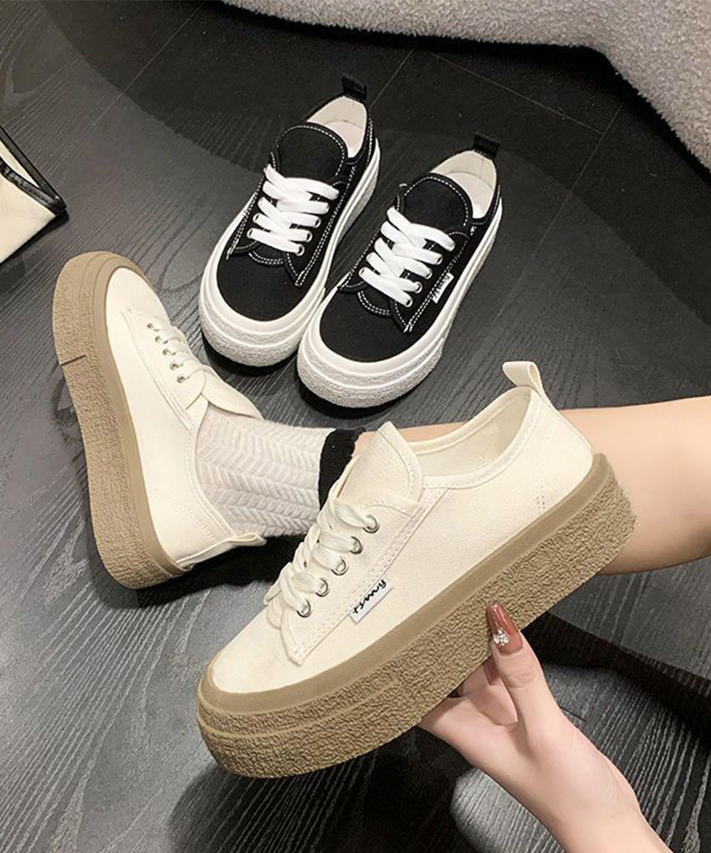 レディーススリッポン 厚底キャンバススニーカー レディース ローカット