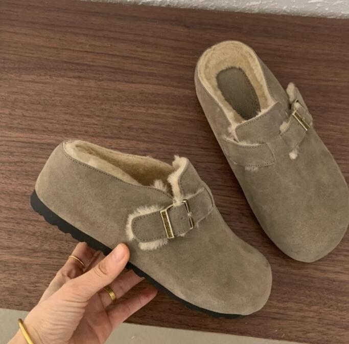 レディーススリッポン 幅広ボア裏起毛スリッポン レディース靴