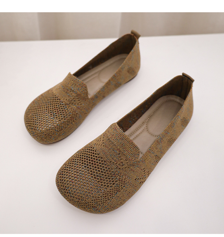 レディーススリッポン 幅広対応ソフトニット素材の楽ちんきれいめミュール靴