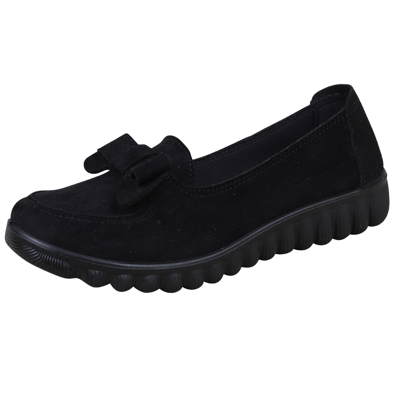 レディーススリッポン リボン付き厚底スリッポンシューズ