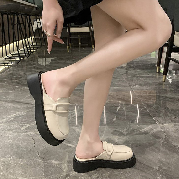 レディーススリッポン 厚底ローファーミュール レディース サンダル パンプス 日常履き