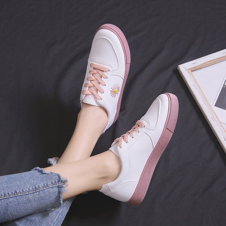 レディーススリッポン 花柄刺繍厚底運動靴 軽量美脚効果 着脱簡単