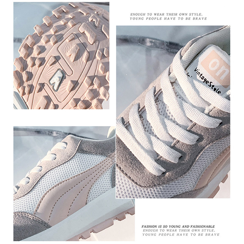 レディーススリッポン レディース厚底運動靴 通気性抜群 紐付き白系配色