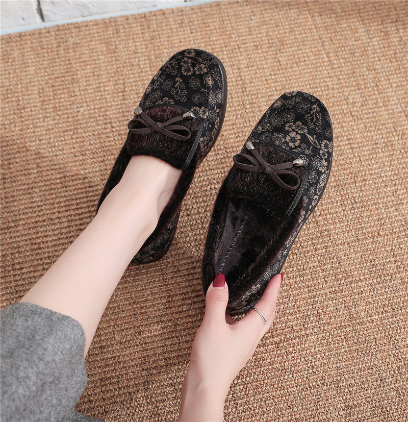 レディーススリッポン 和風花柄リボン付きレディーススリッポン