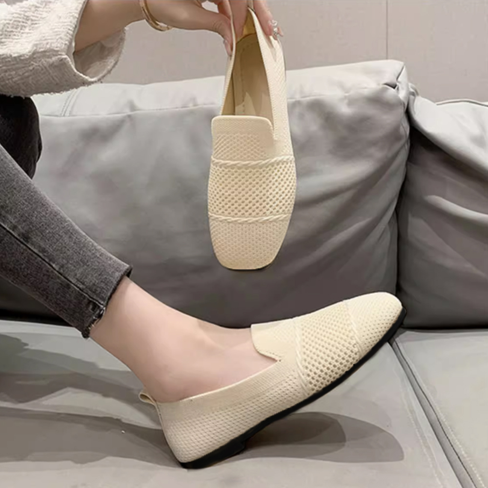 レディーススリッポン 通気性メッシュ厚底スリッポン軽量パンプス