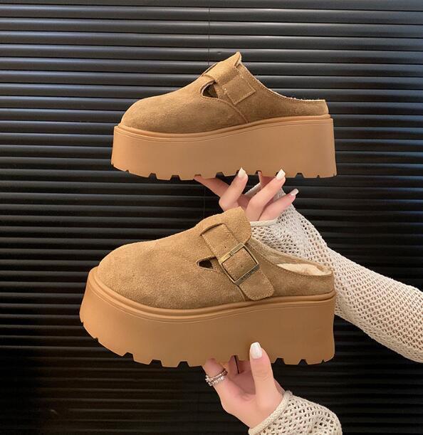 レディーススリッポン レディース厚底保温シューズ★3色展開