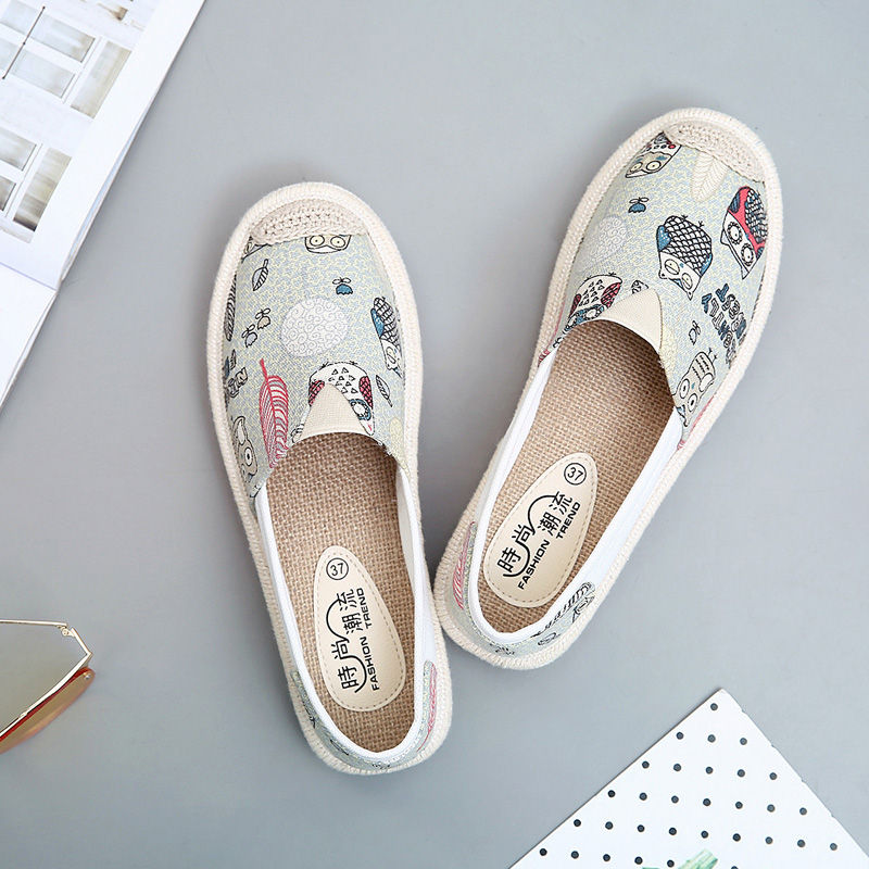 レディーススリッポン 森の仲間達刺繍デザイン幅広レディーススリッポン