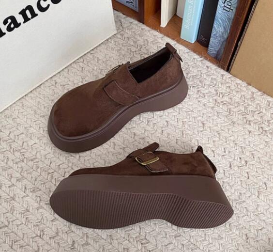 レディーススリッポン 厚底スリッポン レディース 丸トゥ ベルト付き 靴