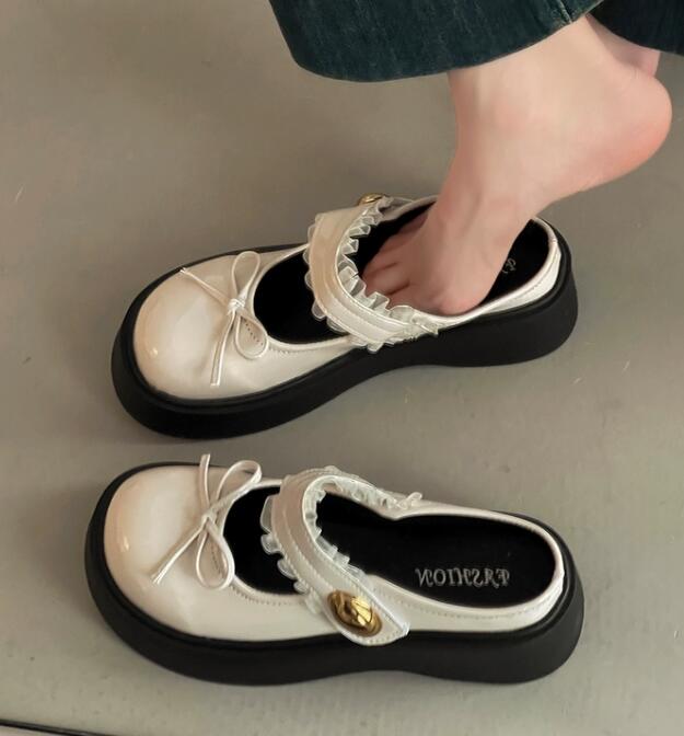 レディーススリッポン 厚底サンダル レディース リボン かかと無し 夏靴