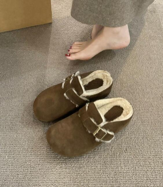 レディーススリッポン 幅広ボア裏起毛スリッポン レディース靴