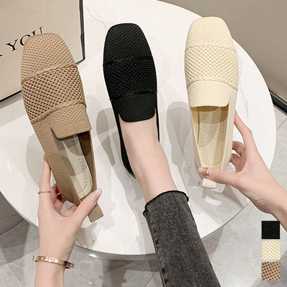 レディーススリッポン 通気性メッシュ厚底スリッポン軽量パンプス