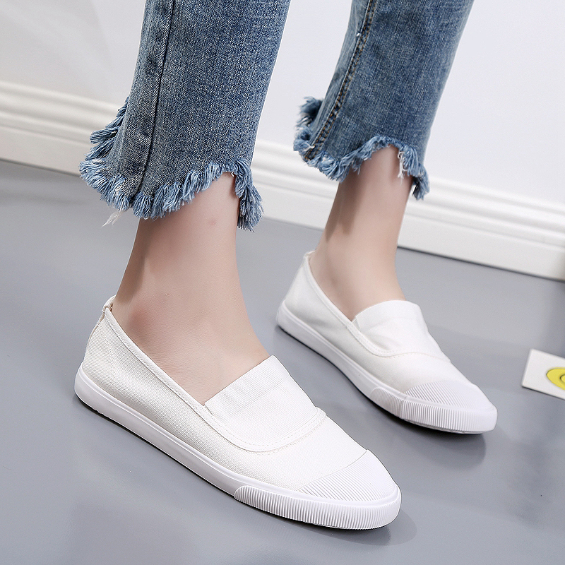 レディーススリッポン 快適幅広キャンバス地レディーススリッポン