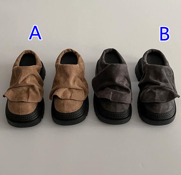 レディーススリッポン レディース厚底つっかけ靴 スエード風リボンデザインパンプス