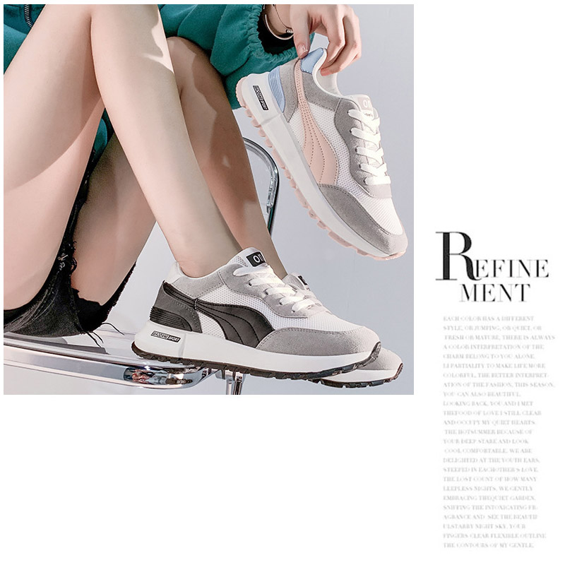 レディーススリッポン レディース厚底運動靴 通気性抜群 紐付き白系配色