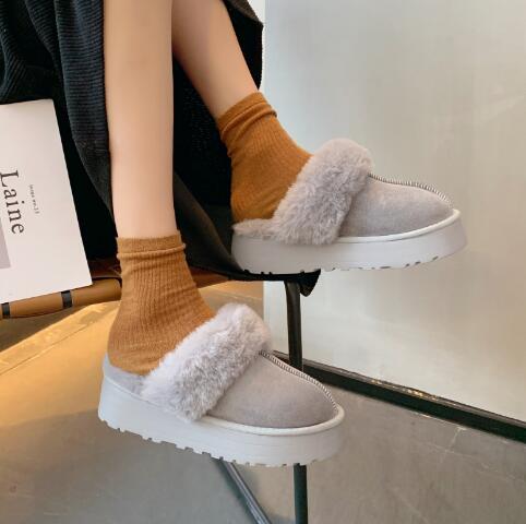 レディーススリッポン レディース厚底保温サンダル ふわふわもこもこ冬用外履き