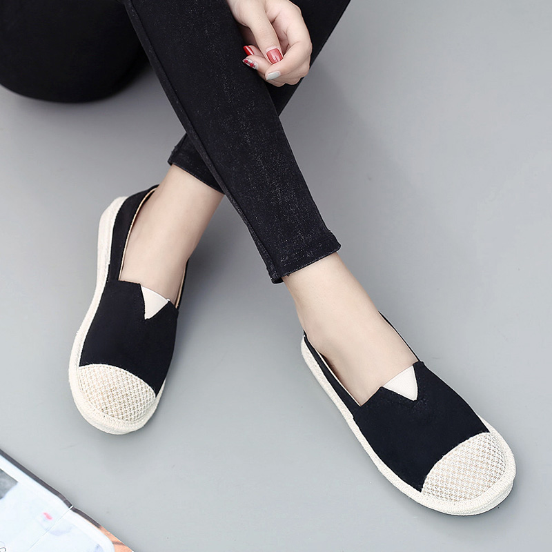 レディーススリッポン 編み込みつま先デザイン快適歩行レディーススリッポン