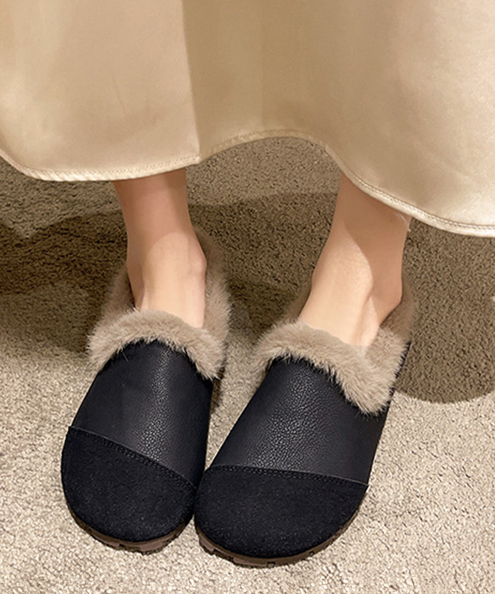 レディーススリッポン 幅広モカシン 女性用 裏起毛 暖かい冬用履物