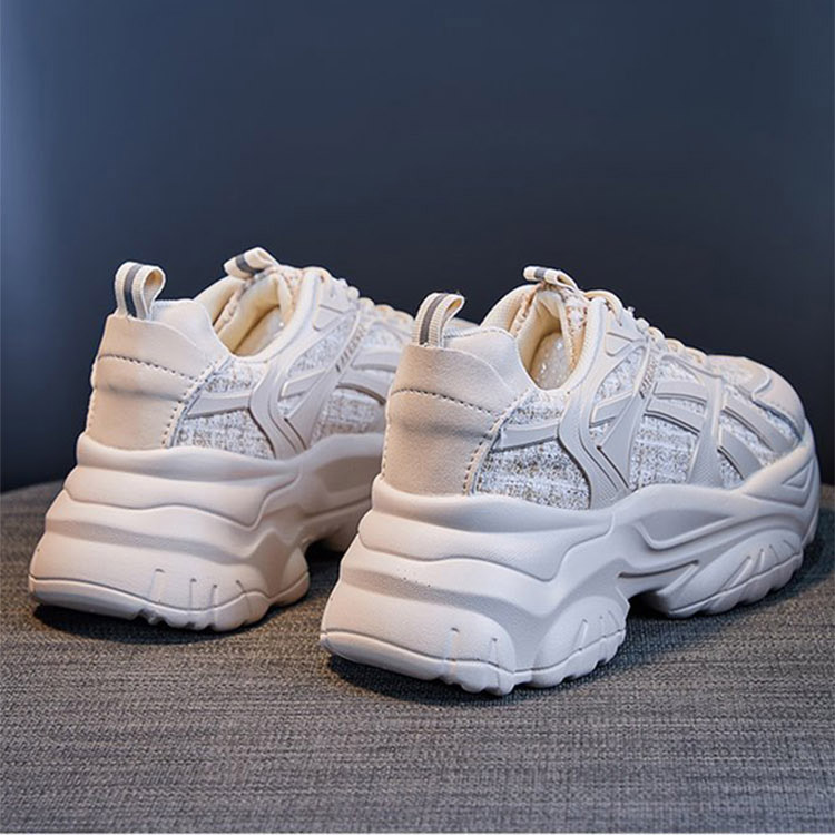 レディーススリッポン ツイード生地厚底紐靴レディース運動靴美脚効果