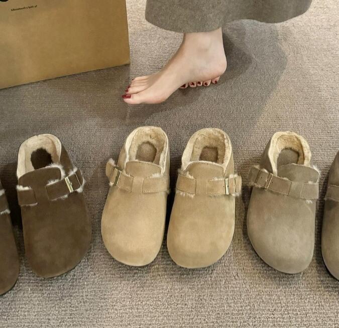 レディーススリッポン 幅広ボア裏起毛スリッポン レディース靴