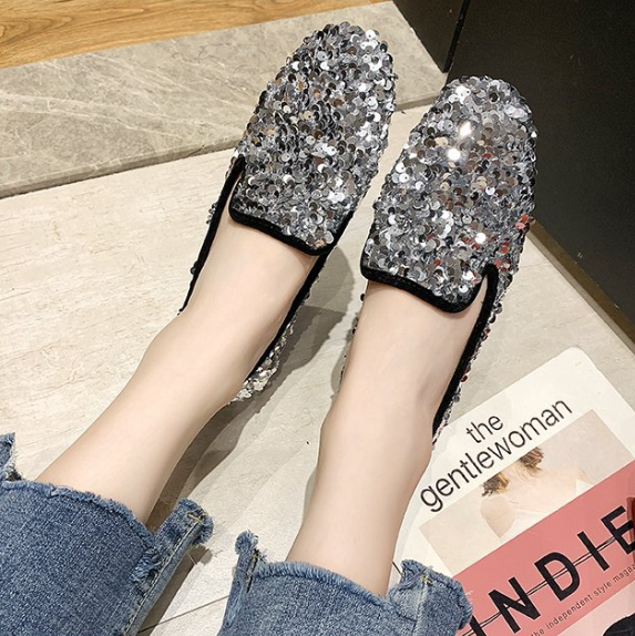 レディーススリッポン 幅広対応 スパンコール フラット スリッポン レディース 靴