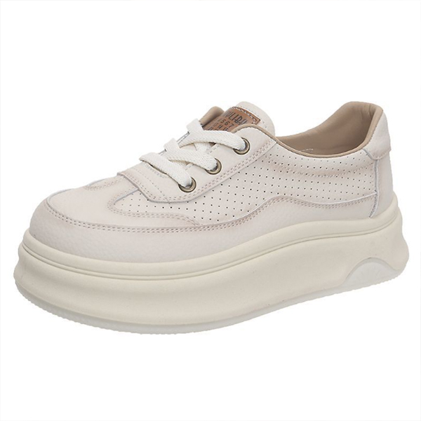 レディーススリッポン 厚底レザー調運動靴 通気性抜群 美脚効果 4センチ身長アップ