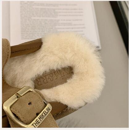 レディーススリッポン あったか厚底サボシューズ ボア付き防寒靴