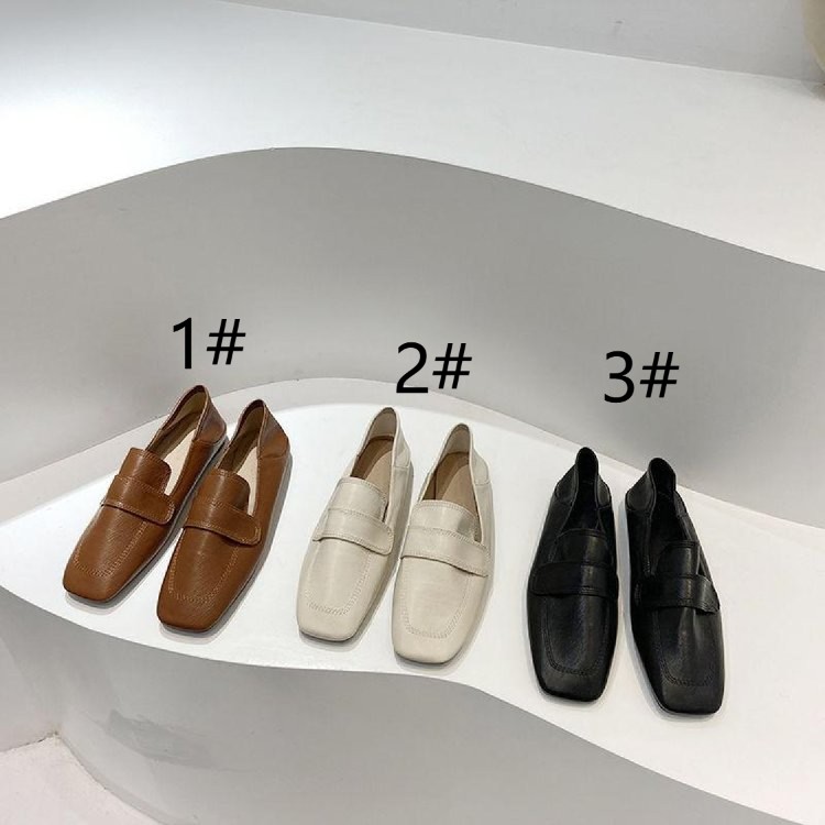 レディーススリッポン 幅広スクエアトゥ ぺたんこ フラット靴 韓国風 柔らか