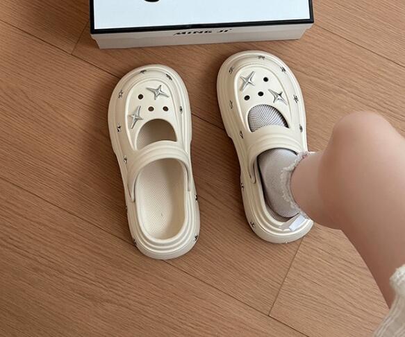 レディーススリッポン 幅広対応女性用厚底つっかけサンダル お出かけ履き