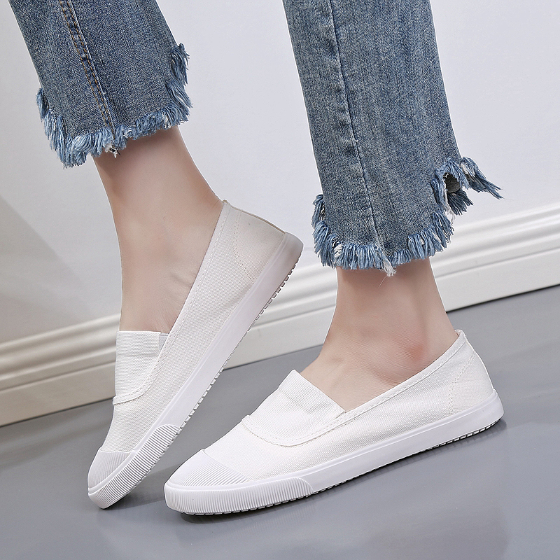 レディーススリッポン 快適幅広キャンバス地レディーススリッポン