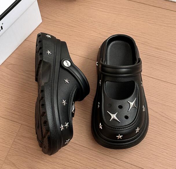 レディーススリッポン 幅広対応女性用厚底つっかけサンダル お出かけ履き