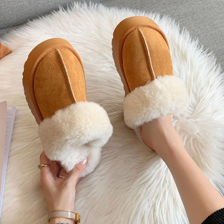 レディーススリッポン レディース厚底保温サンダル ふわふわもこもこ冬用外履き